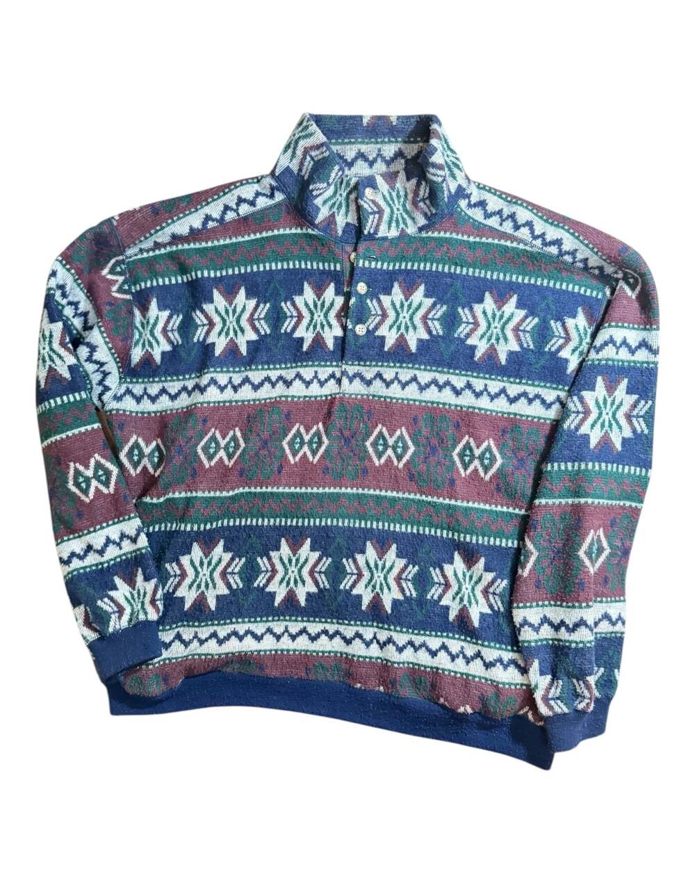 Vintage 90s Structure Jeanswear Southwestern Aztec Knit Sweater Mens XL
